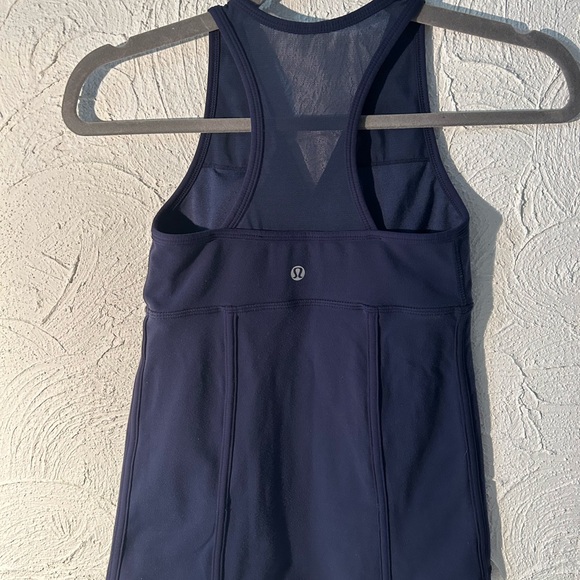 Lululemon Faux Wrap Navy Blue V Neck Racerback Tank Top Size 2/4 - Picture 2 of 4